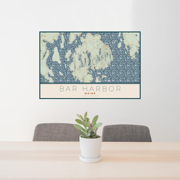 Bar Harbor - Maine Map Print in Woodblock