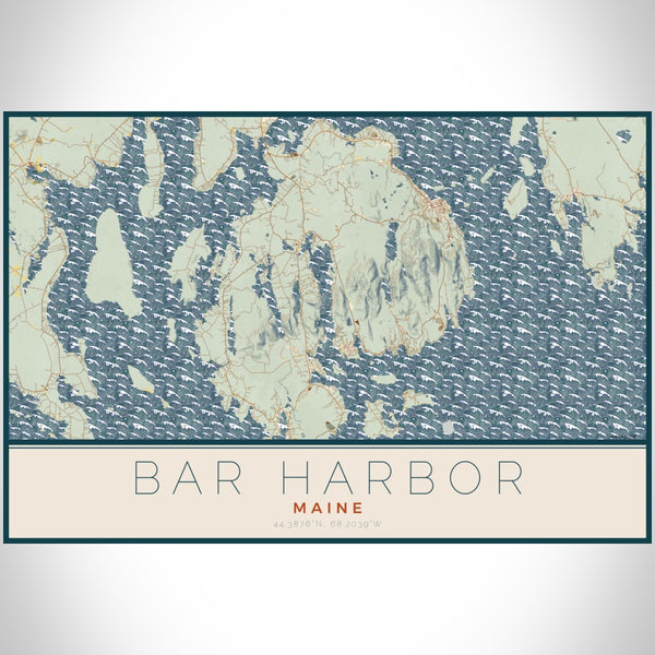 Bar Harbor - Maine Map Print in Woodblock