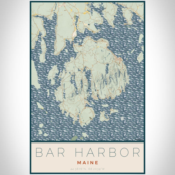 Bar Harbor - Maine Map Print in Woodblock