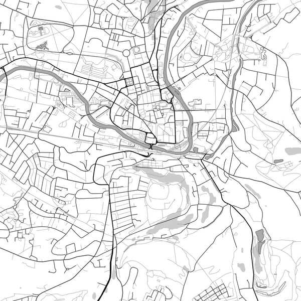 Bath England Map Print in Classic Style Zoomed In Close Up Showing Details