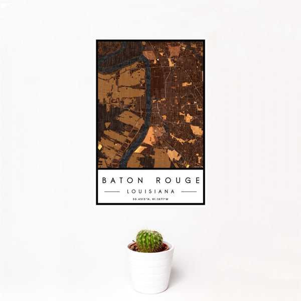 Baton Rouge - Louisiana Map Print in Ember