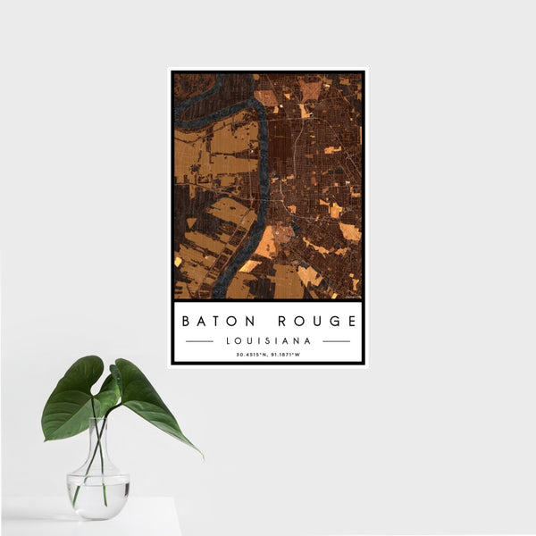 Baton Rouge - Louisiana Map Print in Ember