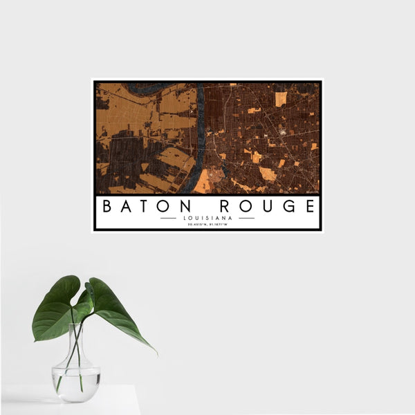 Baton Rouge - Louisiana Map Print in Ember