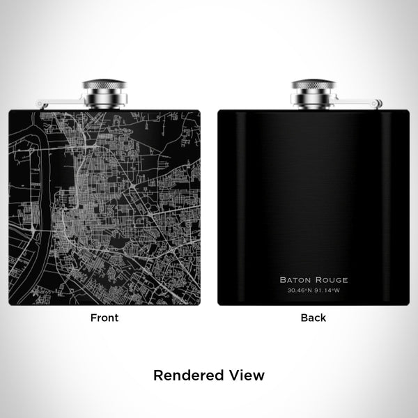 Baton Rouge - Louisiana Map Hip Flask in Matte Black
