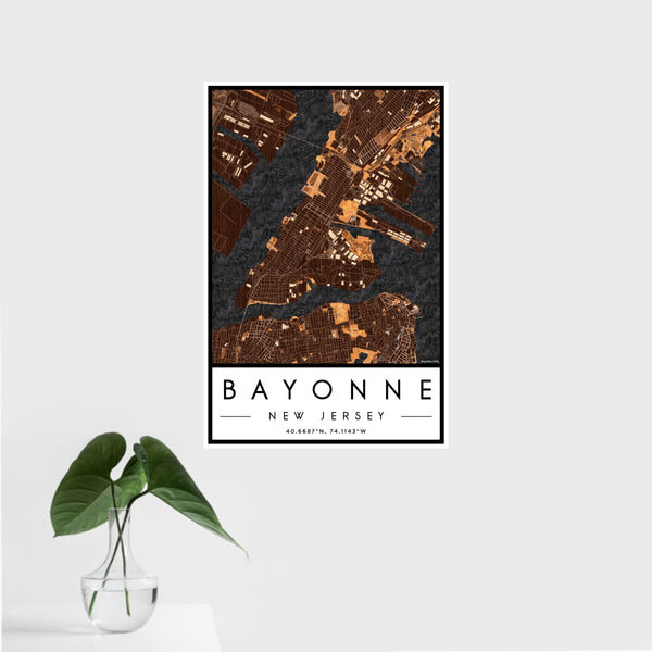Bayonne - New Jersey Map Print in Ember