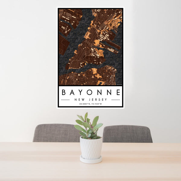 Bayonne - New Jersey Map Print in Ember
