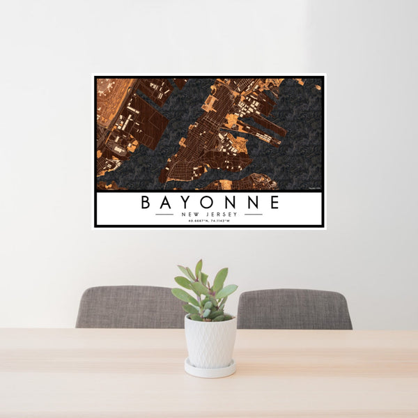 Bayonne - New Jersey Map Print in Ember
