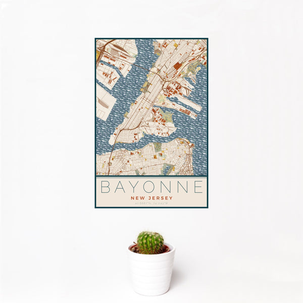 Bayonne - New Jersey Map Print in Woodblock