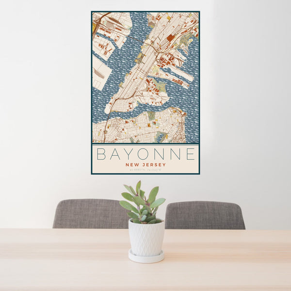 Bayonne - New Jersey Map Print in Woodblock
