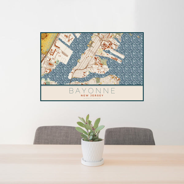 Bayonne - New Jersey Map Print in Woodblock