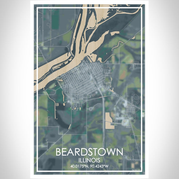 Beardstown Illinois Map Print Portrait Orientation in Afternoon Style With Shaded Background