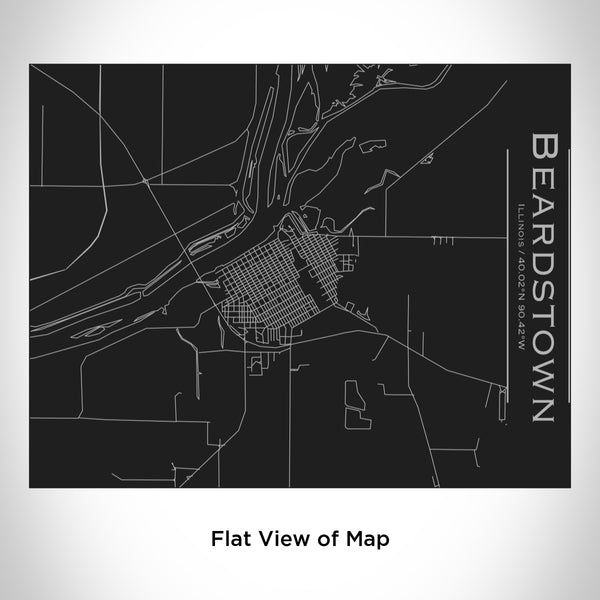 Rendered View of Beardstown Illinois Map Engraving on 20oz Stainless Steel Insulated Bottle with Bamboo Top in Black