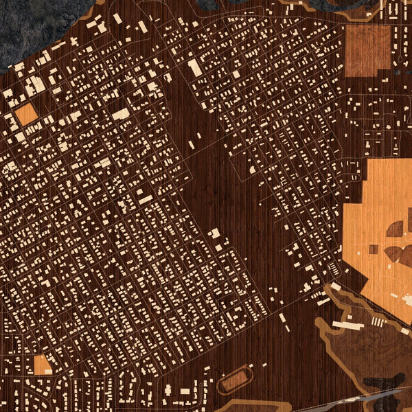 Beardstown Illinois Map Print in Ember Style Zoomed In Close Up Showing Details