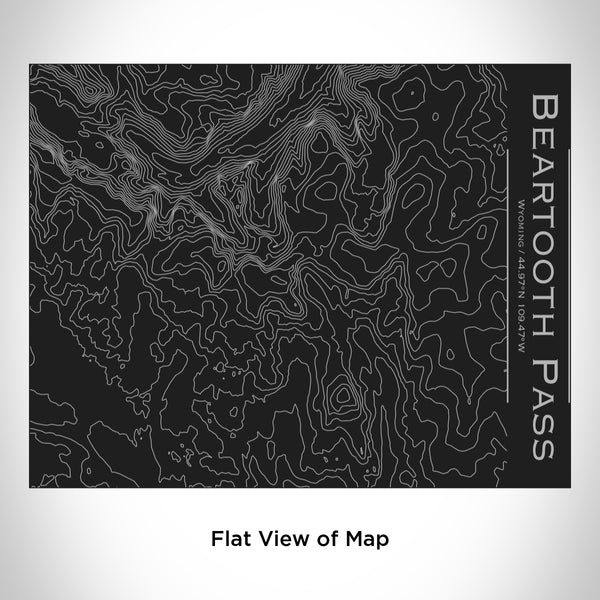 Rendered View of Beartooth Pass Wyoming Map Engraving on 20oz Stainless Steel Insulated Bottle with Bamboo Top in Black