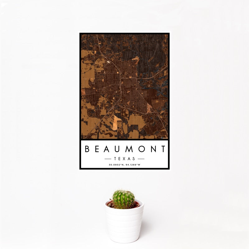 Beaumont - Texas Map Print in Ember