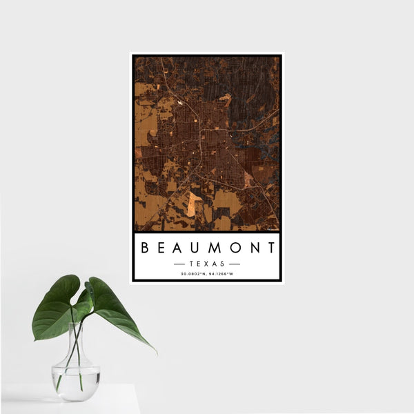 Beaumont - Texas Map Print in Ember