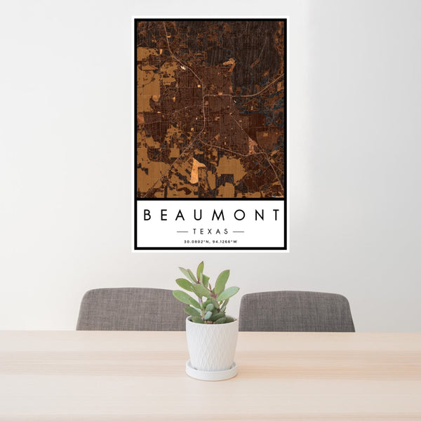 Beaumont - Texas Map Print in Ember