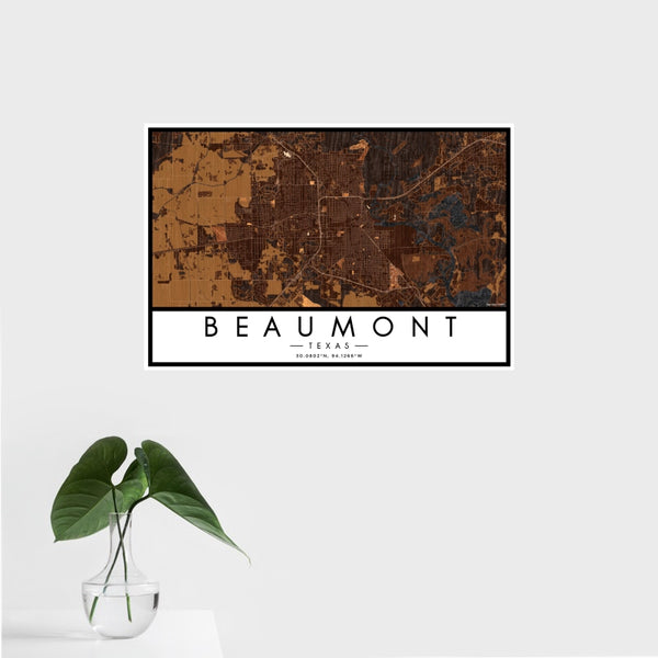 Beaumont - Texas Map Print in Ember
