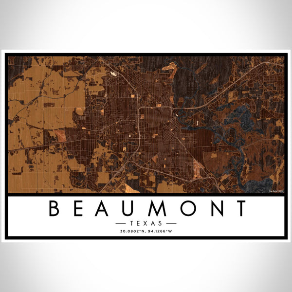 Beaumont - Texas Map Print in Ember