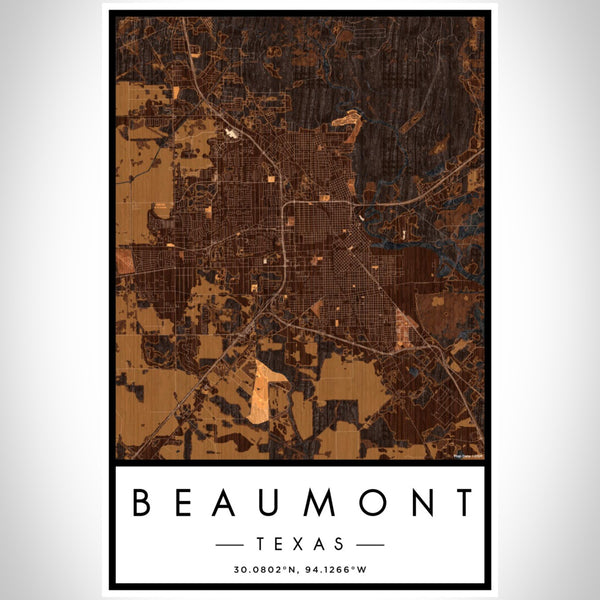 Beaumont - Texas Map Print in Ember
