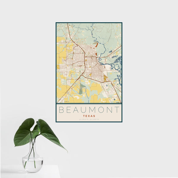 Beaumont - Texas Map Print in Woodblock