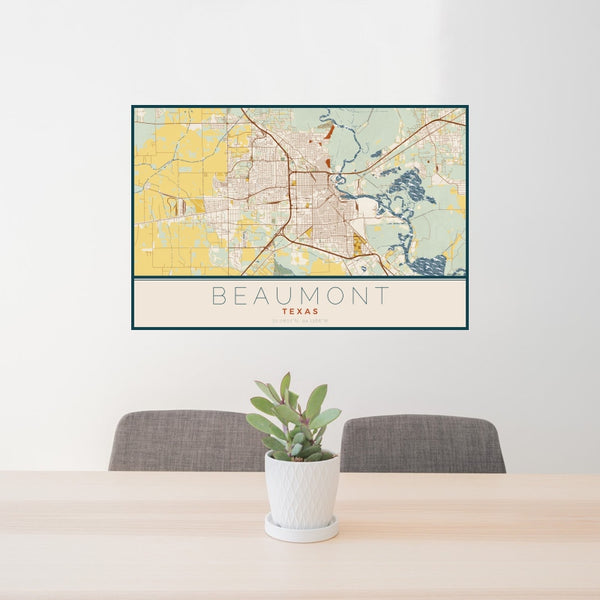 Beaumont - Texas Map Print in Woodblock