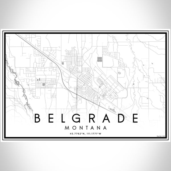 Belgrade Montana Map Print Landscape Orientation in Classic Style With Shaded Background
