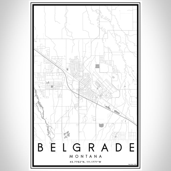 Belgrade Montana Map Print Portrait Orientation in Classic Style With Shaded Background