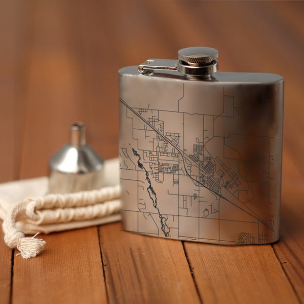 Belgrade Montana Custom Engraved City Map Inscription Coordinates on 6oz Stainless Steel Flask