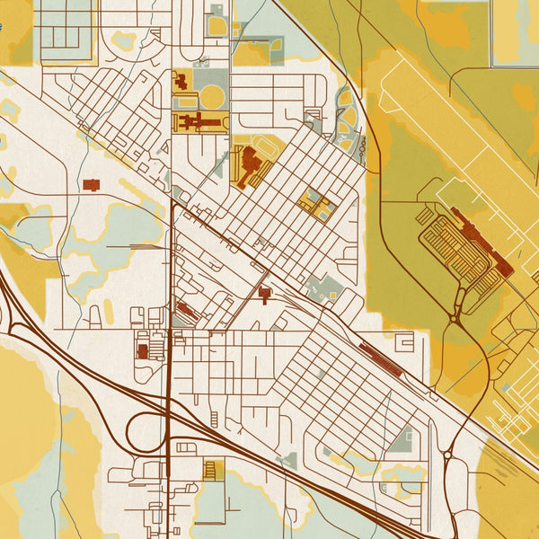 Belgrade Montana Map Print in Woodblock Style Zoomed In Close Up Showing Details