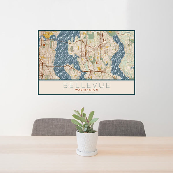 Bellevue - Washington Map Print in Woodblock