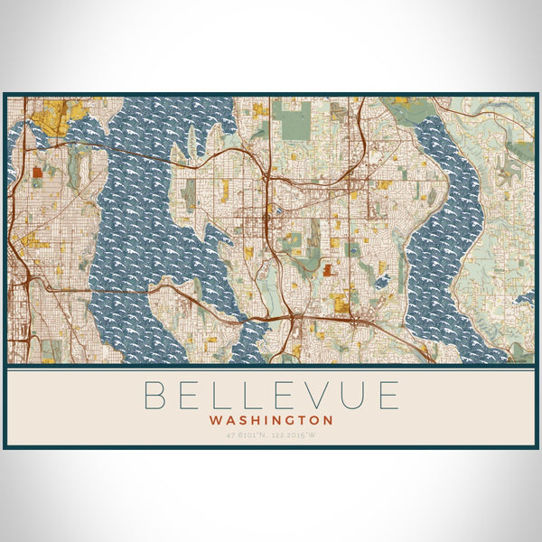 Bellevue - Washington Map Print in Woodblock