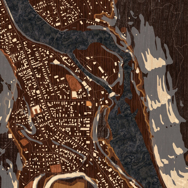 Bellows Falls Vermont Map Print in Ember Style Zoomed In Close Up Showing Details