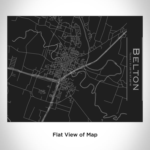 Rendered View of Belton Texas Map Engraving on 20oz Stainless Steel Insulated Bottle with Bamboo Top in Black