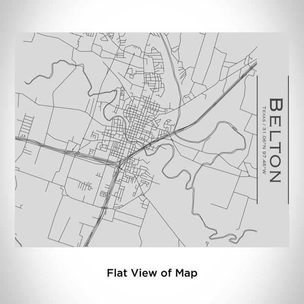 Rendered View of Belton Texas Map Engraving on 20oz Stainless Steel Insulated Bottle with Bamboo Top