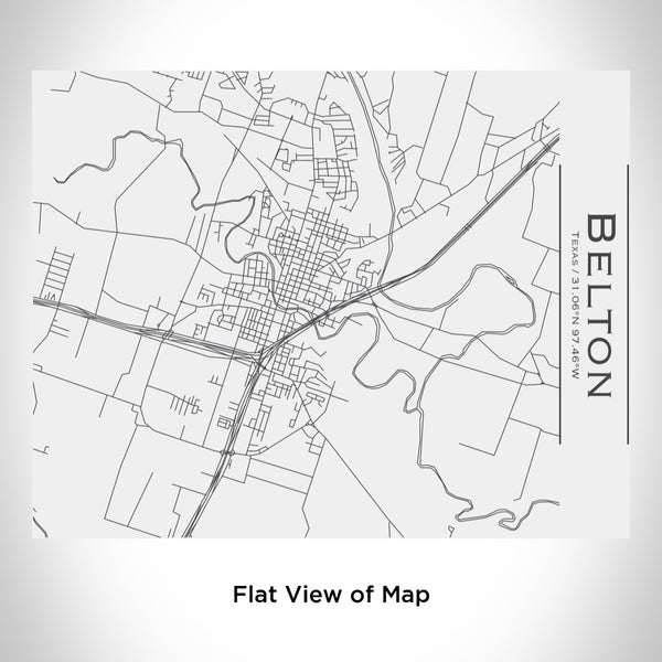 Rendered View of Belton Texas Map Engraving on 20oz Stainless Steel Insulated Bottle with Bamboo Top in White