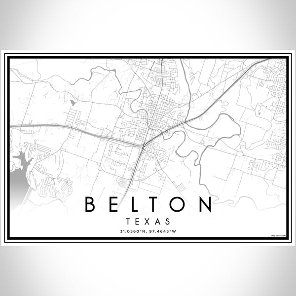 Belton Texas Map Print Landscape Orientation in Classic Style With Shaded Background