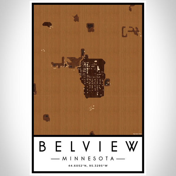 Belview Minnesota Map Print Portrait Orientation in Ember Style With Shaded Background