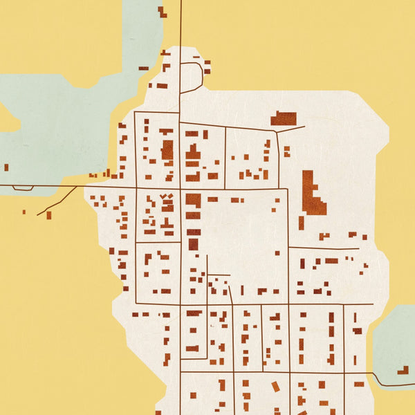 Belview Minnesota Map Print in Woodblock Style Zoomed In Close Up Showing Details