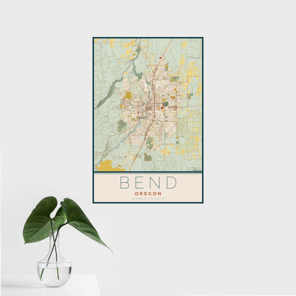 Bend - Oregon Map Print in Woodblock
