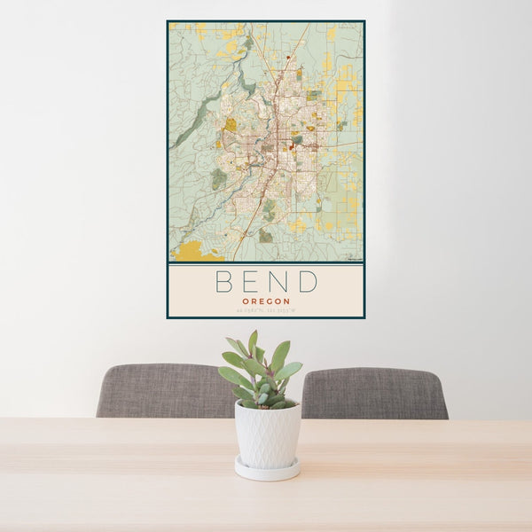Bend - Oregon Map Print in Woodblock