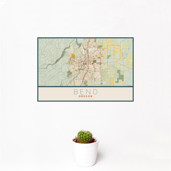Bend - Oregon Map Print in Woodblock
