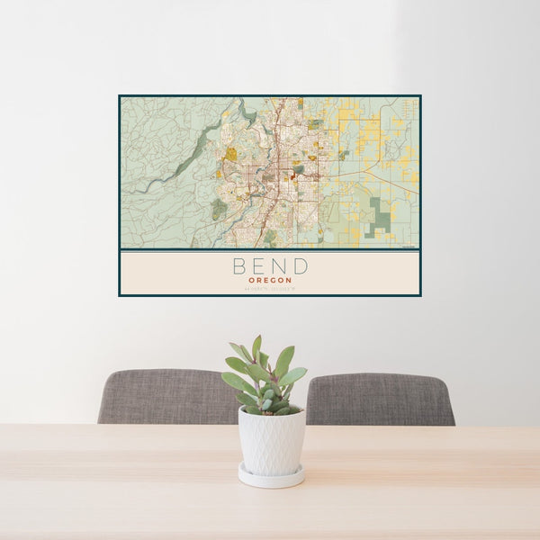 Bend - Oregon Map Print in Woodblock