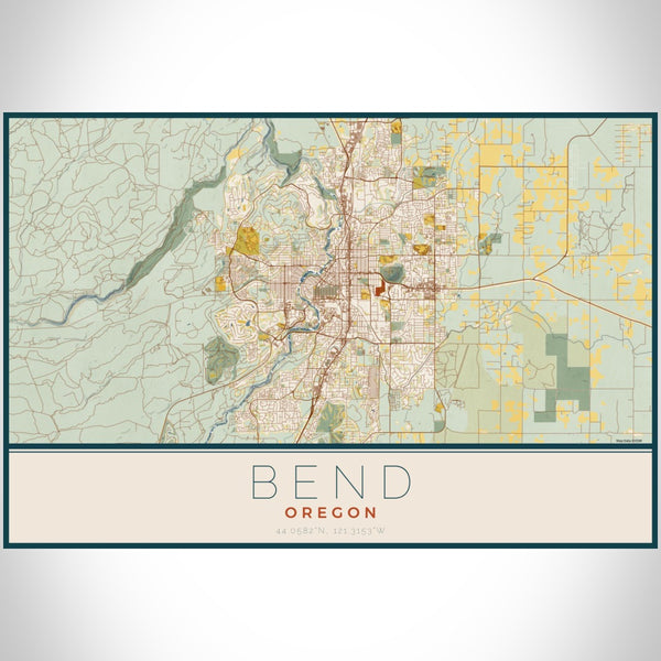 Bend - Oregon Map Print in Woodblock