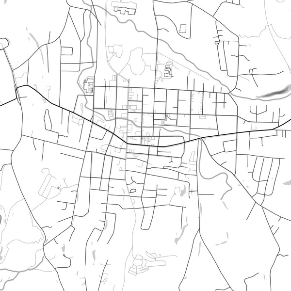 Bennington Vermont Map Print in Classic Style Zoomed In Close Up Showing Details