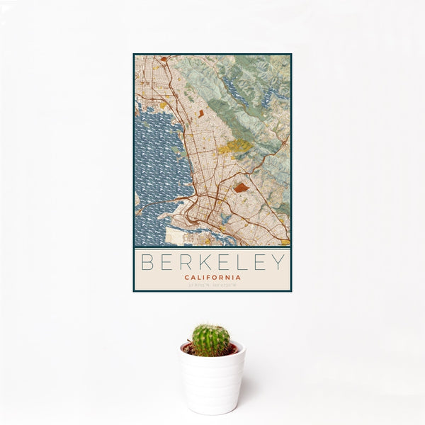 Berkeley - California Map Print in Woodblock