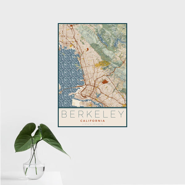 Berkeley - California Map Print in Woodblock