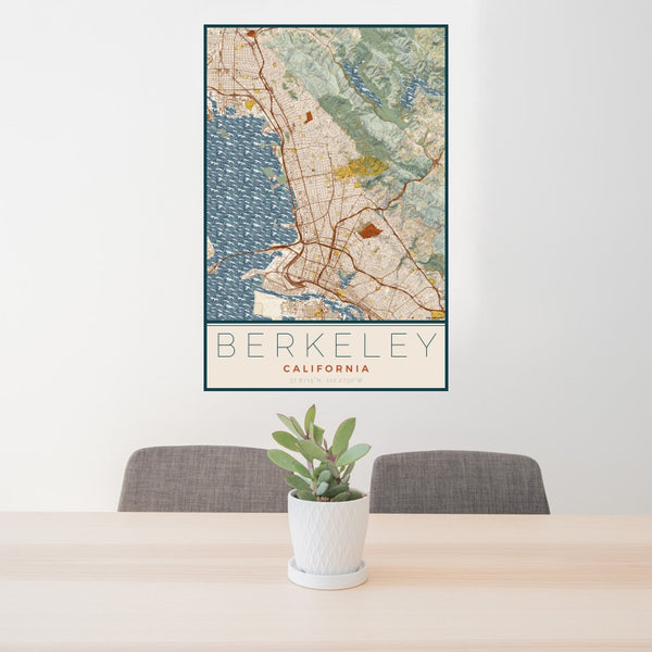 Berkeley - California Map Print in Woodblock