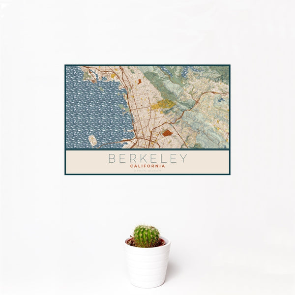 Berkeley - California Map Print in Woodblock