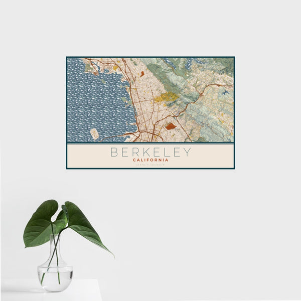 Berkeley - California Map Print in Woodblock